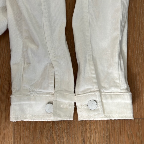 CURRENT/ELLIOT Oversized White Trucker Denim Jacket, White Tattered - 1, Small - Picture 6 of 16